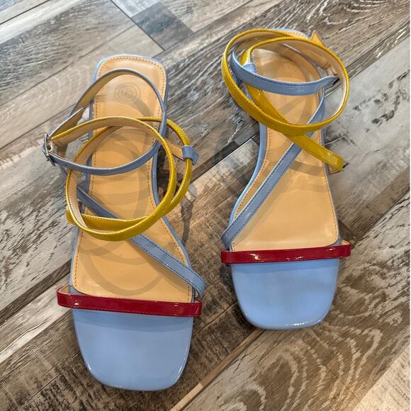 Urban Outfitters Molly Multicolor Strappy Ankle Wrap Heeled Sandals Size 9 - Picture 3 of 9